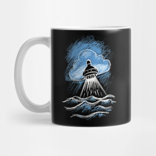 Chalk Drawing Art Of An UFO Mug